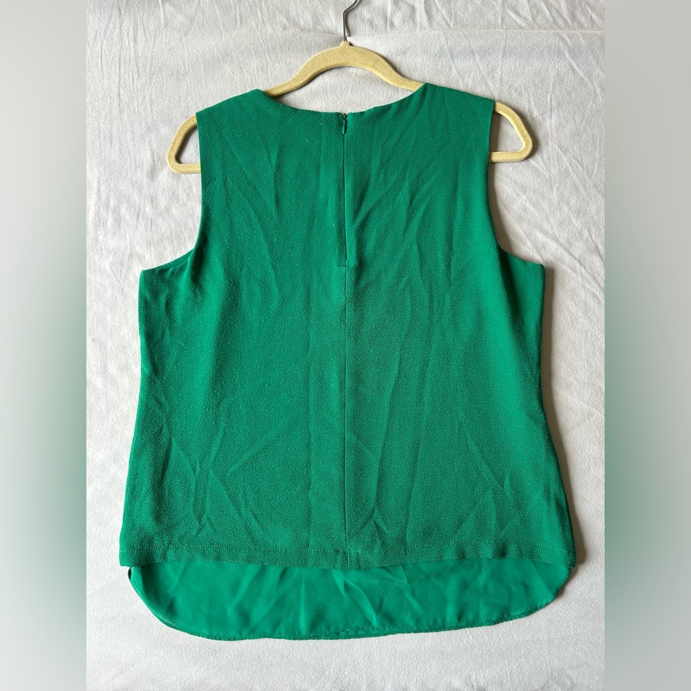 Rose & Olive Green Dressy Tank Top with Rounded Neckline - Picture 2 of 5